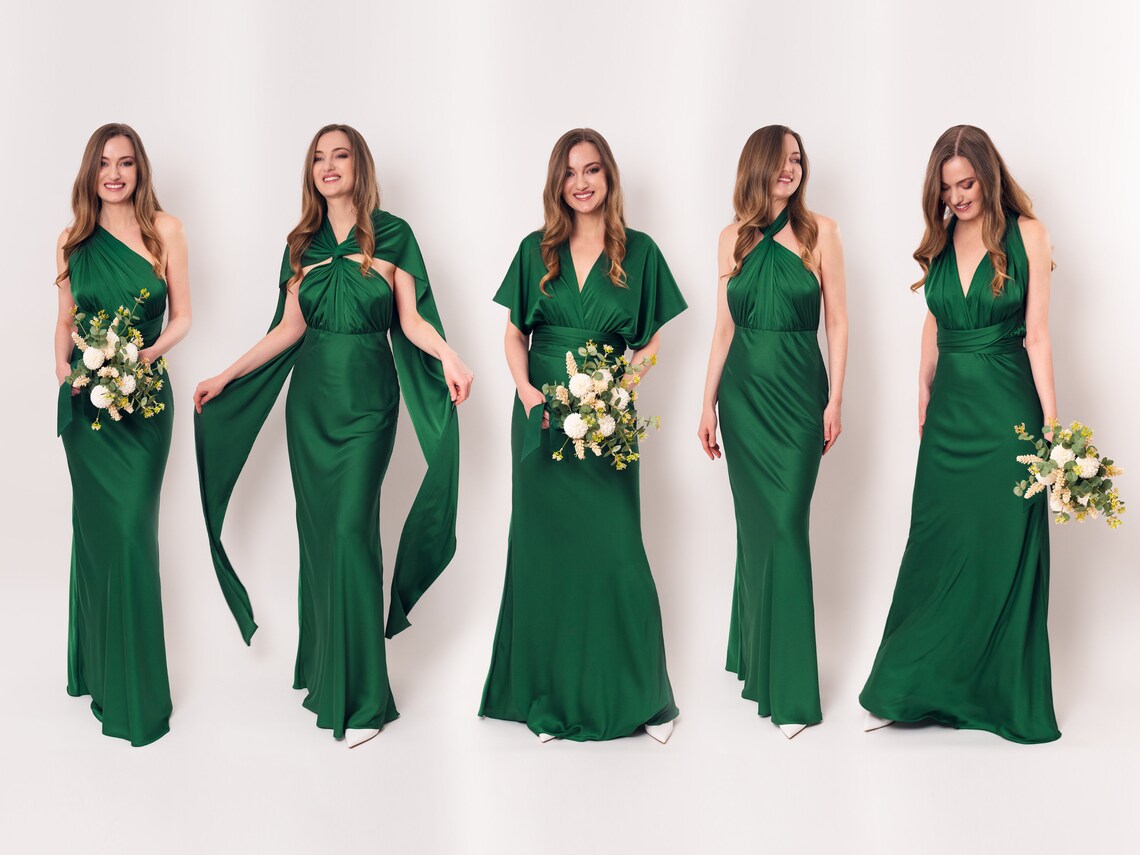 Infinity Dress Emerald Green Silk Dress Bridesmaid Dress Etsy