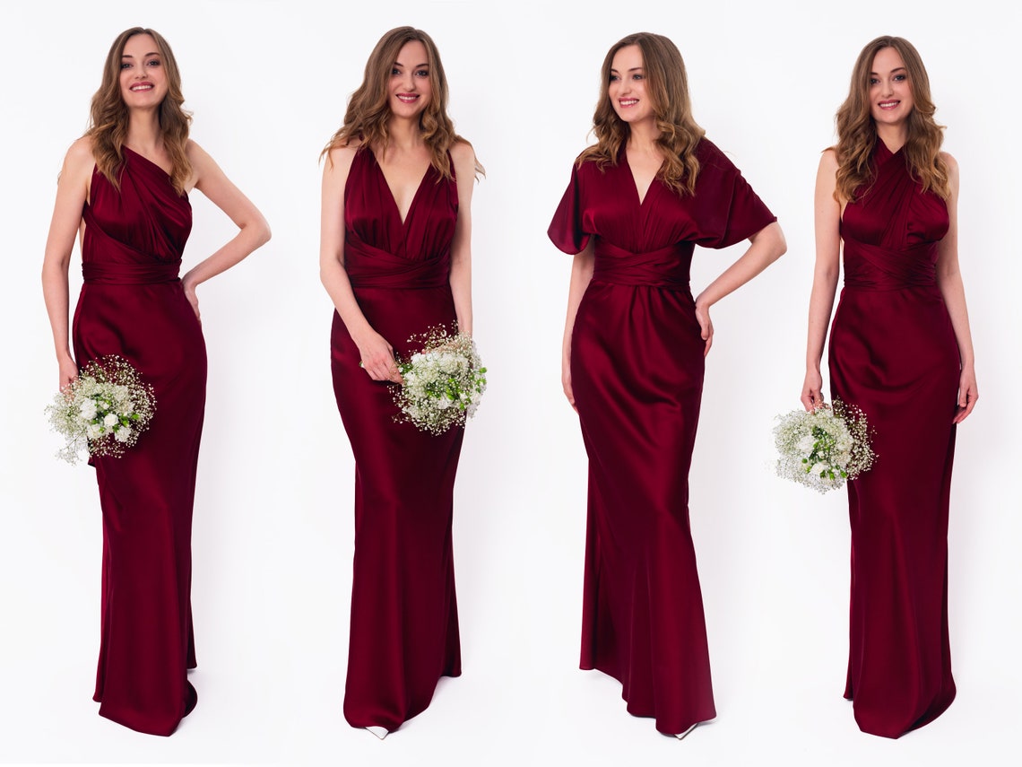 Infinity dress burgundy silk dress bridesmaid dress silk image 1