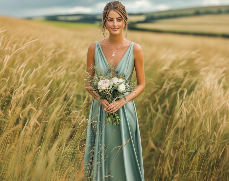 Bridesmaids dress | Infinity gown | Bridesmaids jumpsuit | Silk sage green dress | Wedding guest dress | Multiway dress | Convertible dress image 1