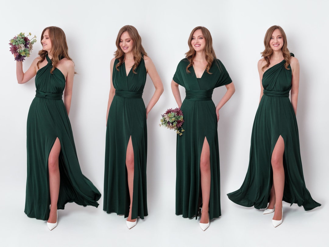 Dark Green Infinity Slit Dress, Bridesmaid Dresses, Wedding Guest