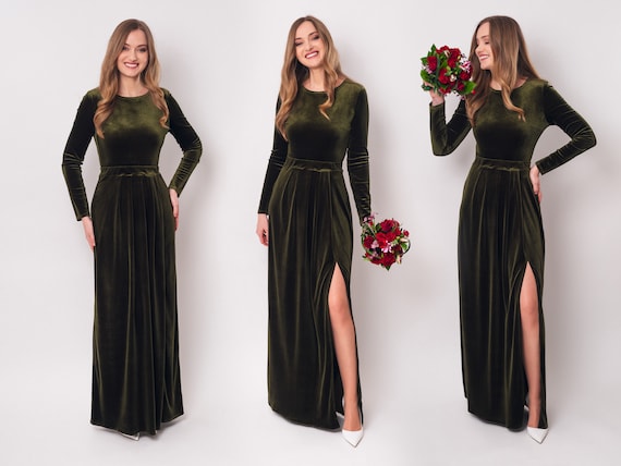 Etsy velvet bridesmaid dress online