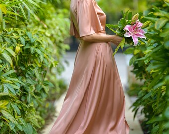 Rose Gold Silk Dress, Silk Dress, Wrap Dress, Bridesmaid Dress, Wedding Guest Dress, Women Dress, Evening Dress, Long Dress - Etsy Rose Gold Silk Dress, Silk Dress, Wrap Dress, Bridesmaid Dress, Wedding Guest Dress, Women Dress, Evening Dress, Long Dress - Etsy