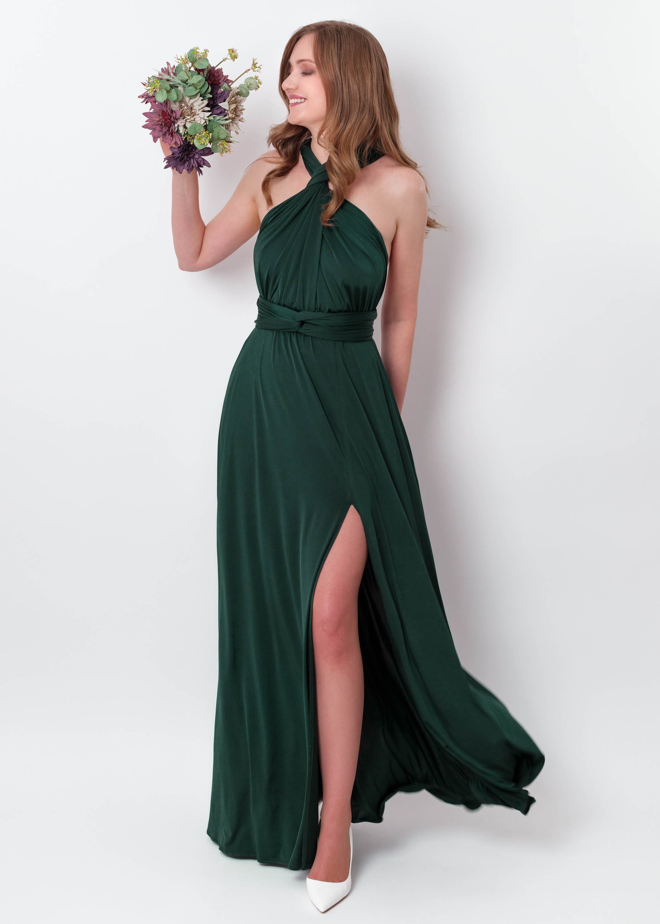 apple green infinity dress TDY Apple Green Maxi Infinity Bridesmaid Dress – Thedaintyard main image 1