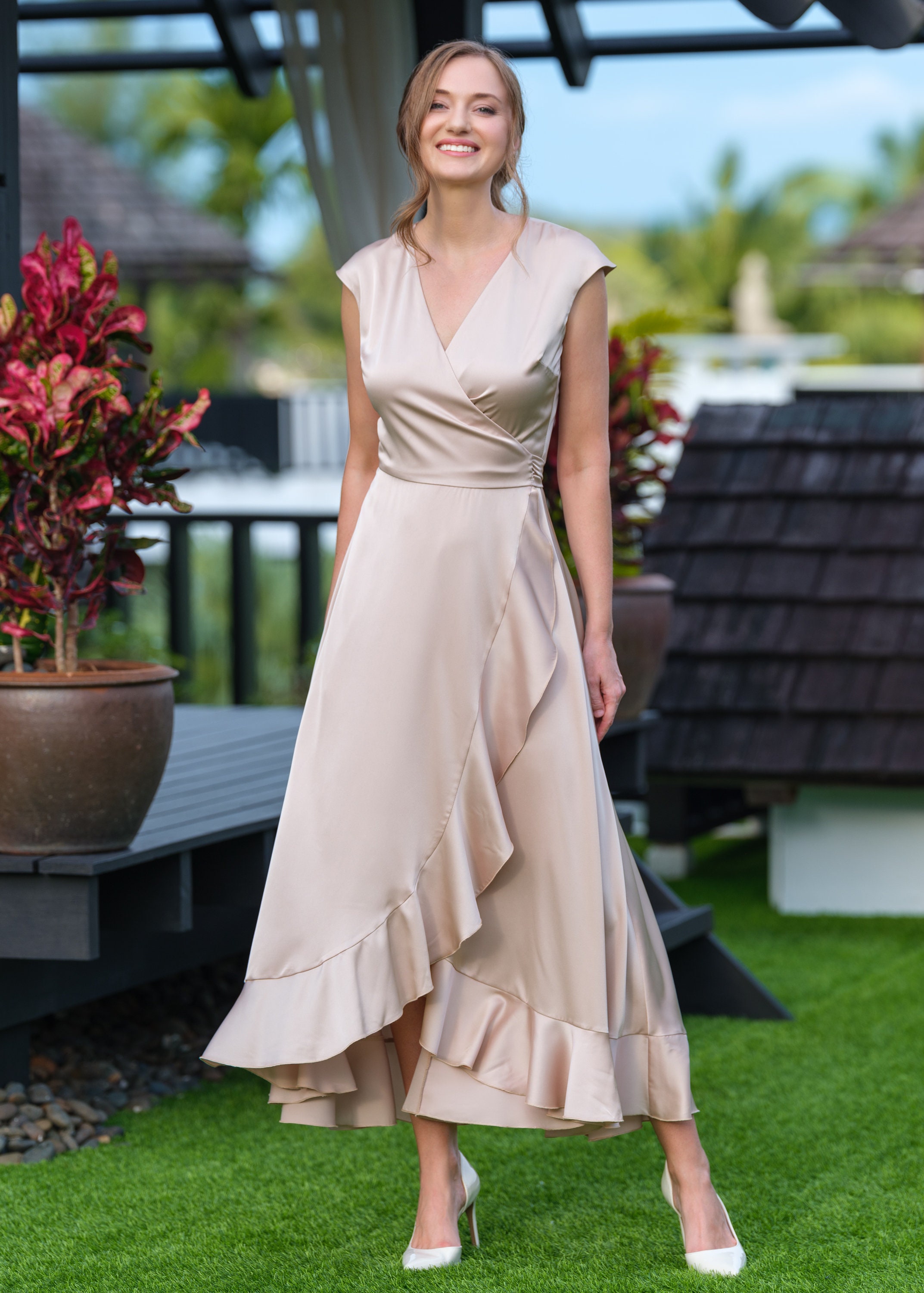 Champagne Beige Dress, Silk Dress, Wrap Dress, Bridesmaid Dress, Wedding Guest Dress, Women Dress, Maxi Dress, Evening Dress, Long Dress - Etsy Champagne Beige Dress, Silk Dress, Wrap Dress, Bridesmaid Dress, Wedding Guest Dress, Women Dress, Maxi Dress, Evening Dress, Long Dress - Etsy