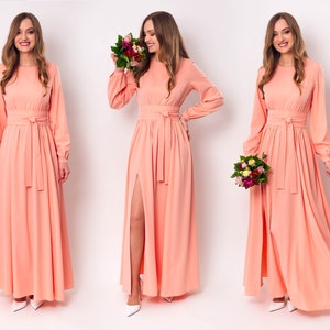 Apricot Bridesmaid Dress - Etsy