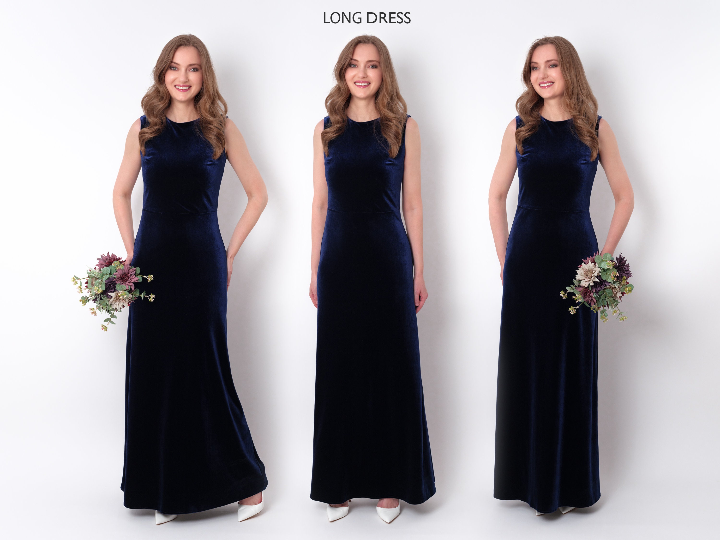 Navy Blue Velvet Long Pencil Dress Velvet Slit Dress Bridesmaid Velvet Dress Wedding Guest Dress Evening Dress Velvet Maxi Dress