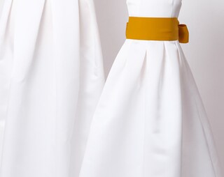 Cintura Lunga In Chiffon Gialla Per Abiti Da Sposa E Damigelle: Larga 7,6 Cm E Lunga 250 Cm