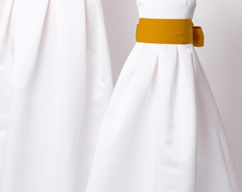 Cintura Lunga In Chiffon Gialla Per Abiti Da Sposa E Damigelle: Larga 7,6 Cm E Lunga 250 Cm
