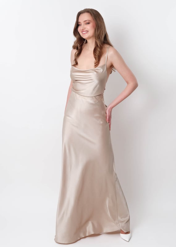 Champagne Beige Silk Slip Dress, Bridesmaid Dress, Wedding Guest Dress, Evening Dress, Long Straps Dress, Bridal Party Attire, Long Dress - Etsy Champagne Beige Silk Slip Dress, Bridesmaid Dress, Wedding Guest Dress, Evening Dress, Long Straps Dress, Bridal Party Attire, Long Dress - Etsy