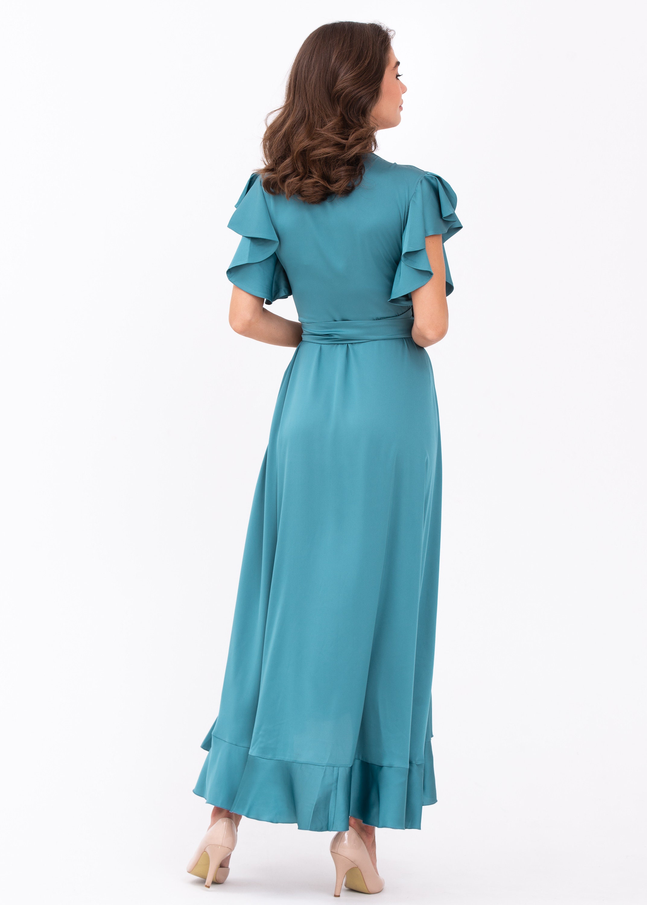 aqua bridesmaid dresses with sleeves Blue Dress, Silk Dress, Wrap Dress, Dress, Wedding Guest Dress, Women Dress, Maxi Dress, Evening Dress, Long Dress and luxurious fabrics like character:Daenerys Targaryen Black - 35 in. Size:17