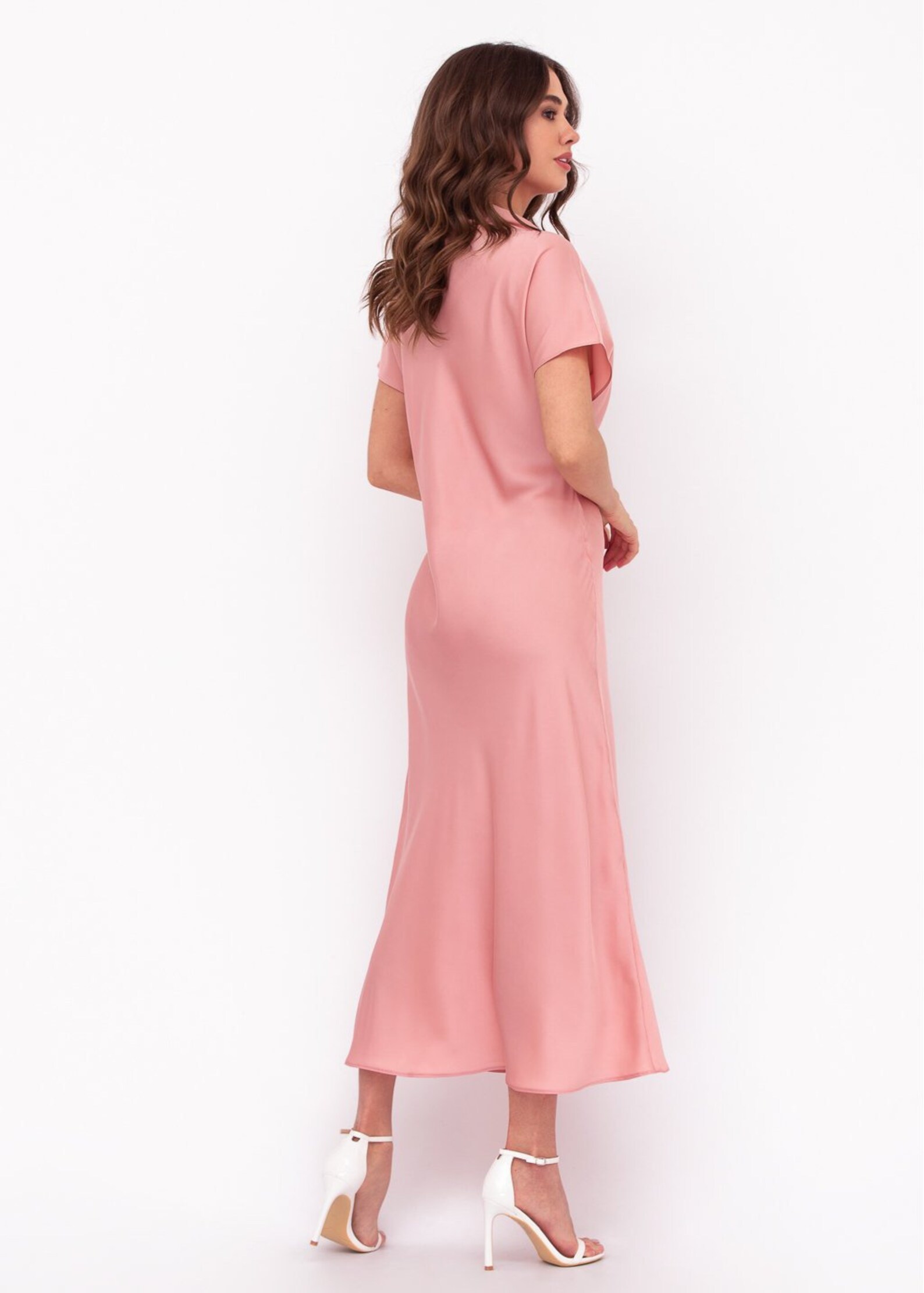 Satin pink rose dress Etsy