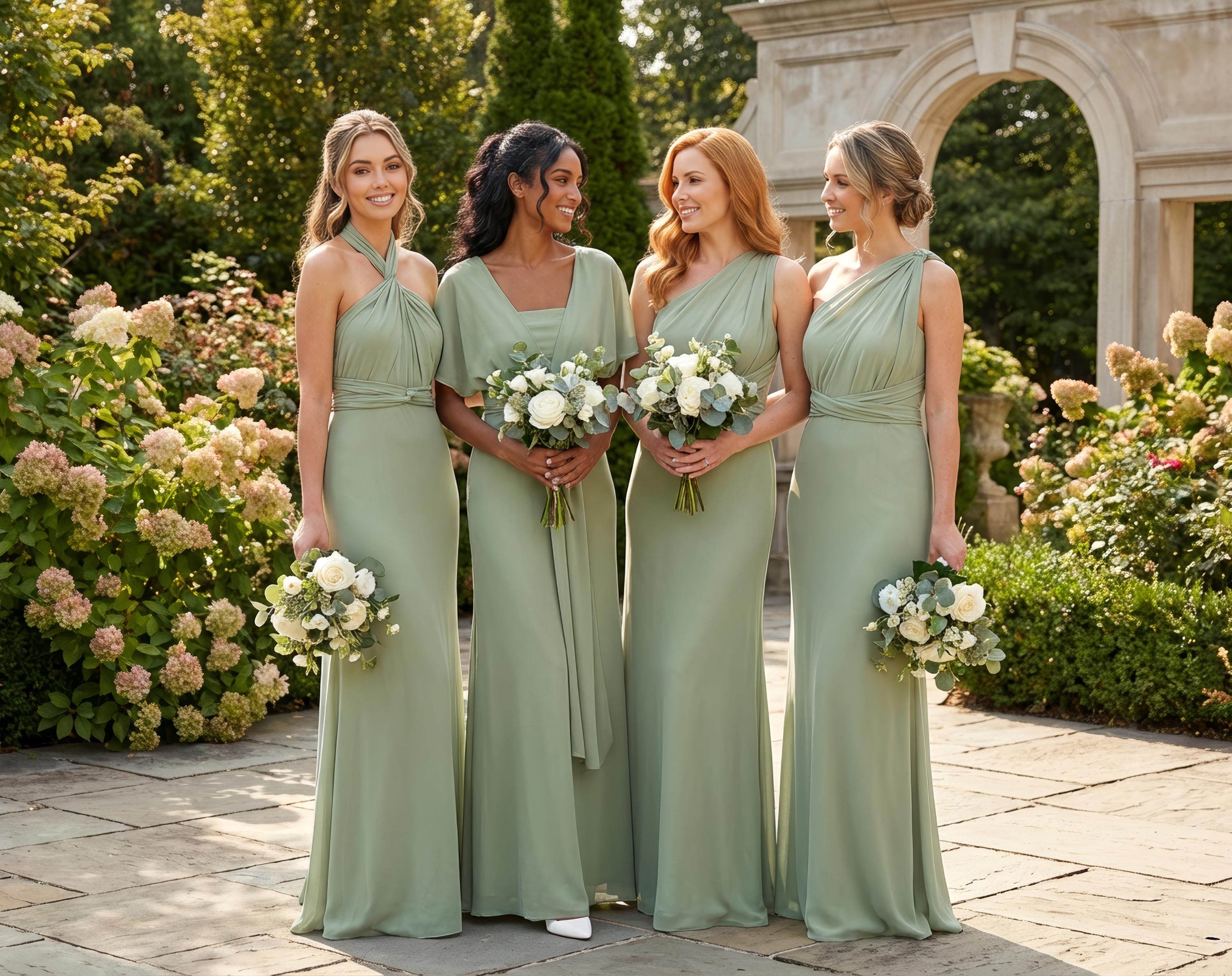moss green bridesmaid dresses Twist Back Satin Bridesmaid Dress - Moss Green main image 0