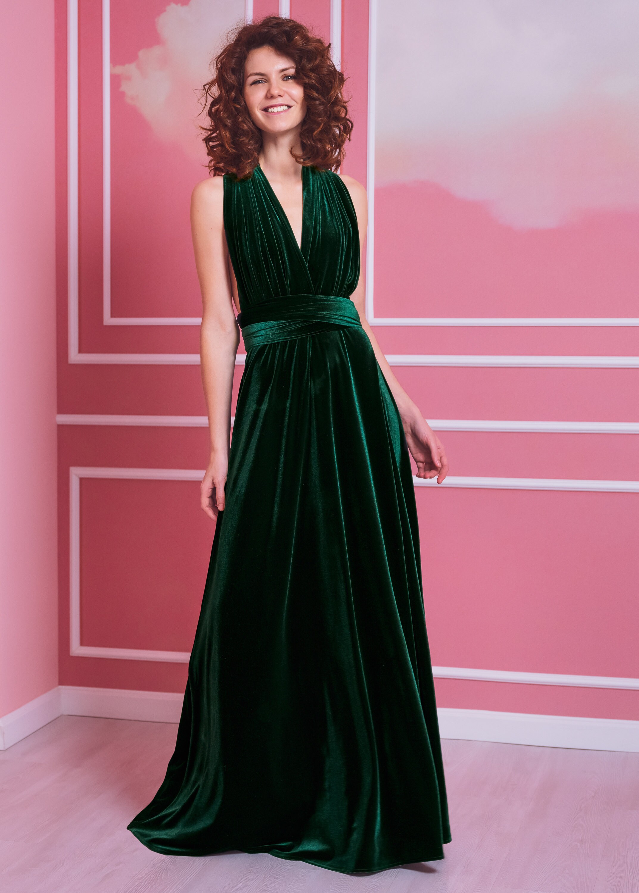 Emerald Green Infinity Dress Bridesmaid Dresses Velvet Etsy