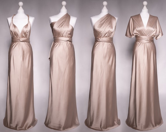 Infinity Dress Champagne Beige Silk Dress Bridesmaid Dress - Etsy Denmark