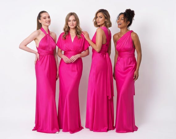 hot pink infinity dress Bridesmaids | Dress | Bridesmaid Silk Gown | Silk Gown | Wedding Guest Dress | Multiway Dress | Convertible Dress 7july_2026
