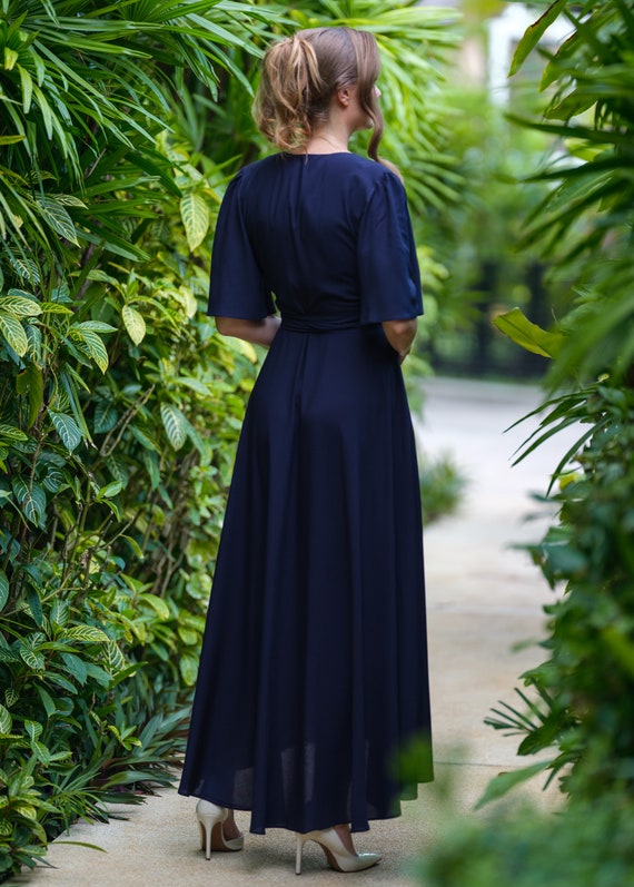 white christmas dresses Dark Navy Bridesmaid Dresses,Lace Chiffon Elegant Bridesmaid Dress,BD00337, US2 / Pink main image 0