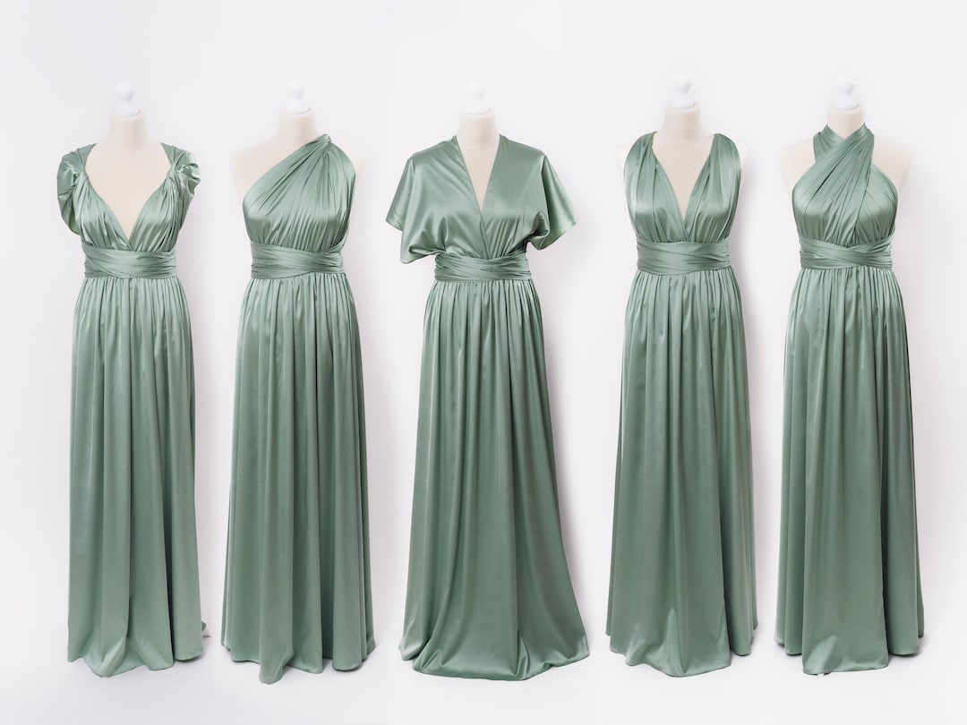 Infinity Dress, Sage Green Silk Dress, Bridesmaid Dress, Silk Dress