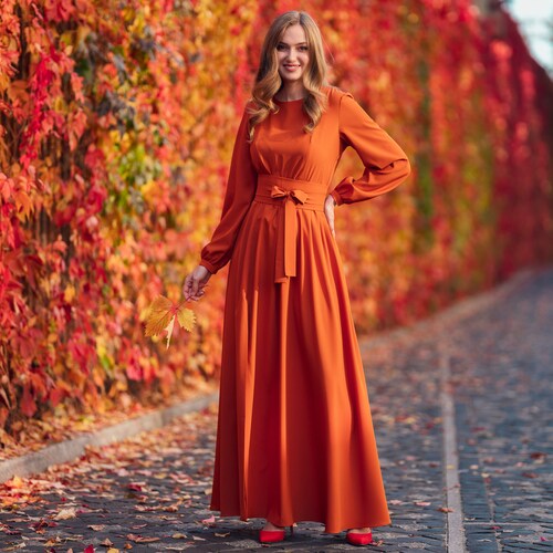 green emerald velvet dress Trust Issues Maxi Dress Orange main image 0