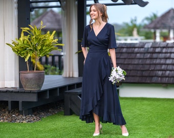 slim fit dress slacks Zapaka Women Sparkly Navy Long Mother of The Bride Dress A-Line Long Sleeves Sequined Lace Top Wedding Guest Dress, Navy / US26W main image 0