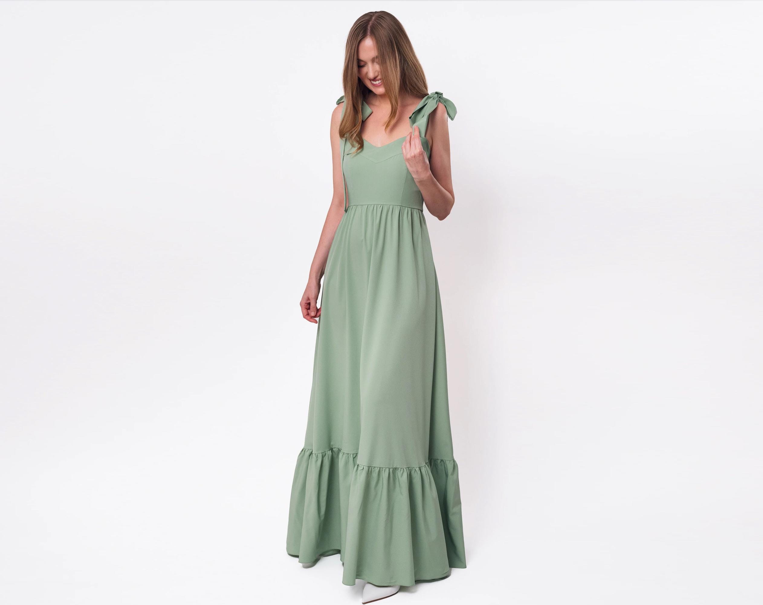Sage Green Long Dress, Bridesmaid Dress, Wedding Guest Dress, Vintage Dress, Cocktail Dress, Maxi Handmade Dress, Summer Boho Dress - Etsy Sage Green Long Dress, Bridesmaid Dress, Wedding Guest Dress, Vintage Dress, Cocktail Dress, Maxi Handmade Dress, Summer Boho Dress - Etsy