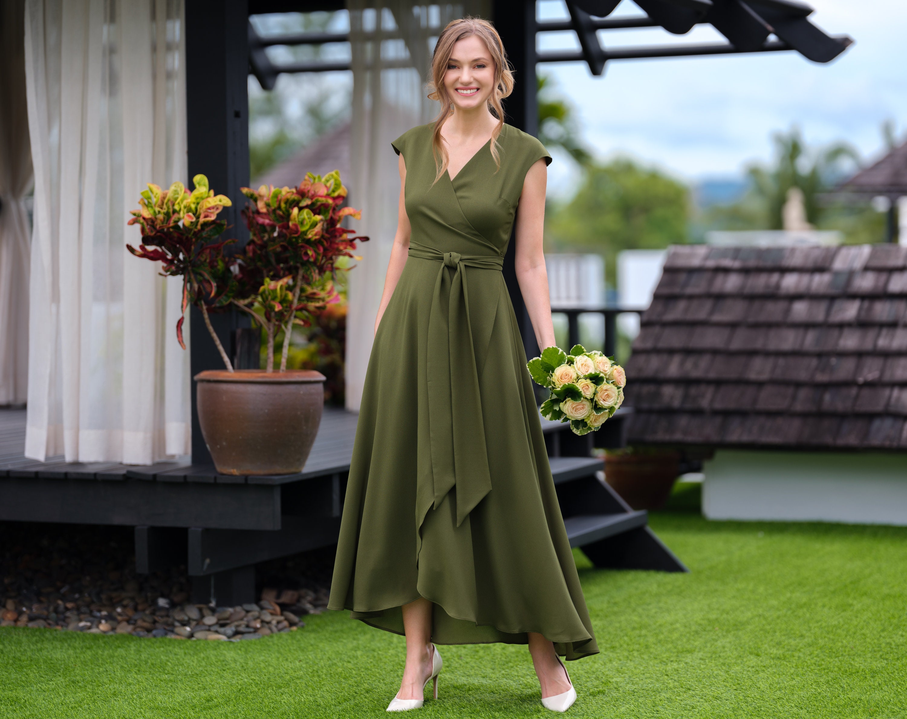 green emerald velvet dress Women's Dresses Sheri Embellished Chiffon Dress Olive L by Selfie Leslie Clearance main image 0