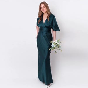 Infinity dress, dark teal green silk dress, bridesmaid dress, silk dress, multi wrap dress, convertible dress, multiway dress, long dress