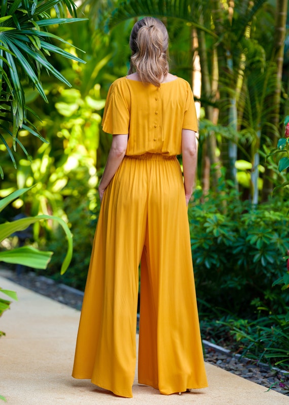 Combinaison romantique jaune miel combinaison de demoiselle d honneur combinaison d invites de mariage combinaison d ete combinaison de soiree robe de demoiselle d honneur Etsy France