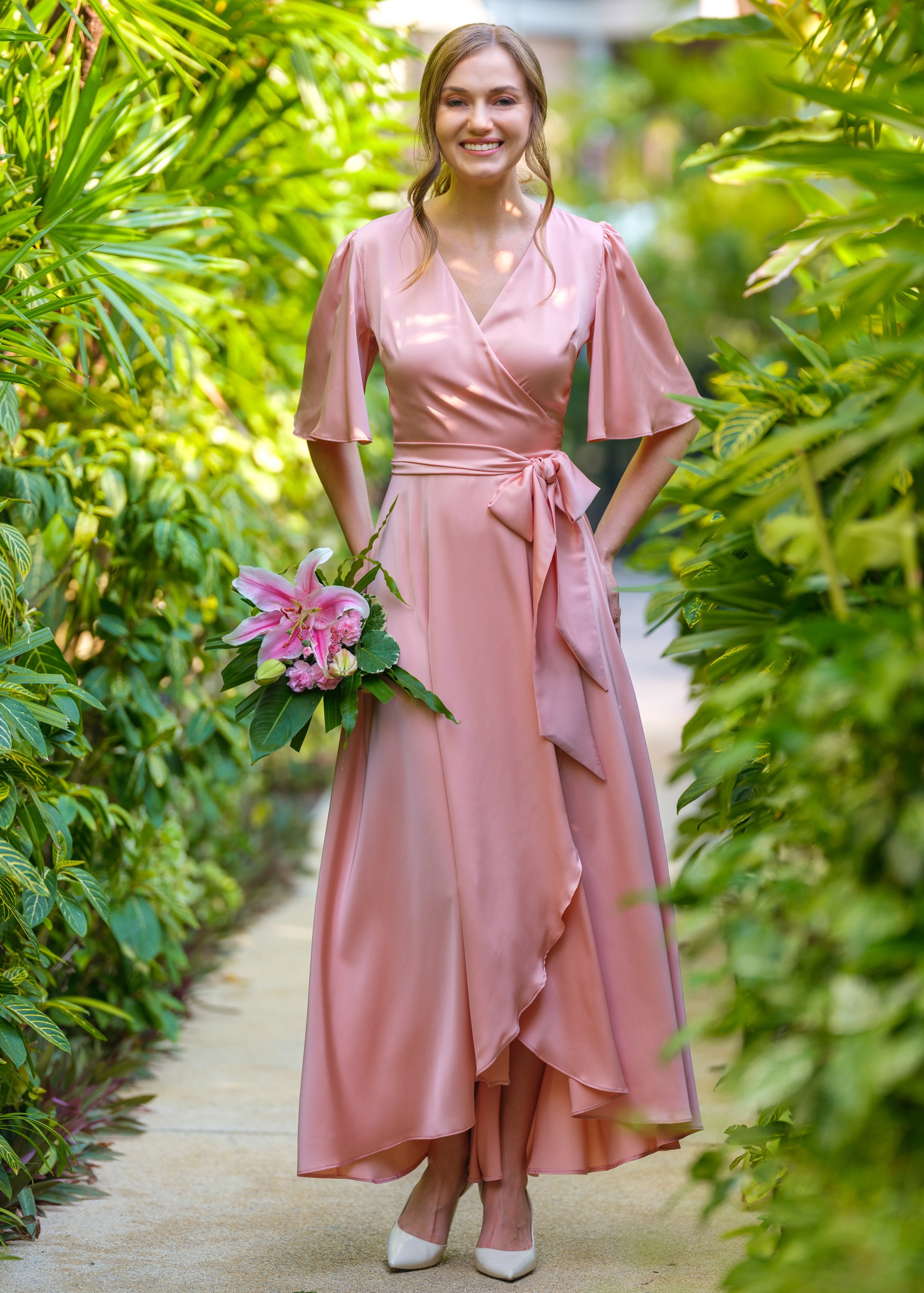 Blush Pink Silk Dress, Silk Dress, Wrap Dress, Bridesmaid Dress, Wedding  Guest Dress, Women Dress, Evening Dress, Long Dress - Etsy