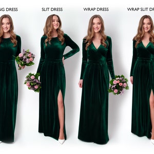 Emerald green velvet long dress, bridesmaid velvet dress, wedding dress, velvet bridesmaid dress, New Year dress, maxi dress, evening dress image 6