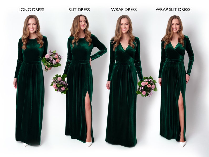 Emerald green velvet long dress, bridesmaid velvet dress, wedding dress, velvet bridesmaid dress, New Year dress, maxi dress, evening dress image 6