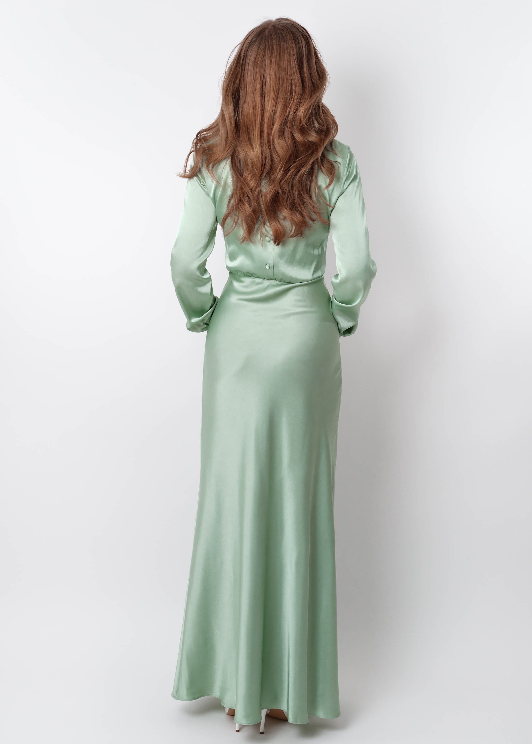 jennifer lopez green dress 2019 Florianne Satin Maxi Dress main image 0