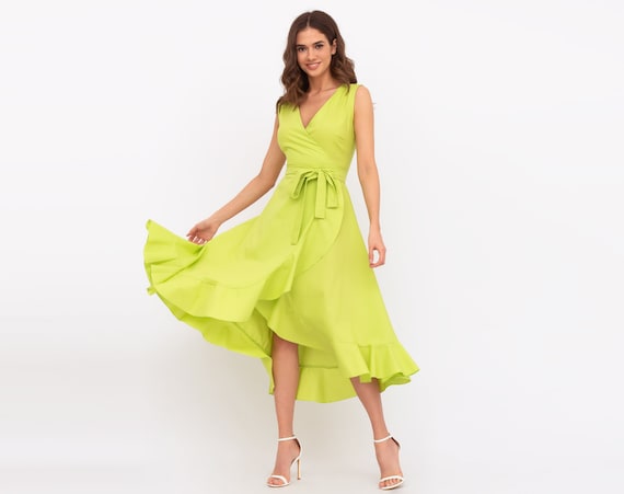 Asymmetrical Lime Green Party Dress Asymmetrical Lime Green Party Dress