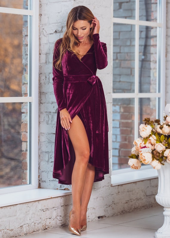Velour burgundy dress sales