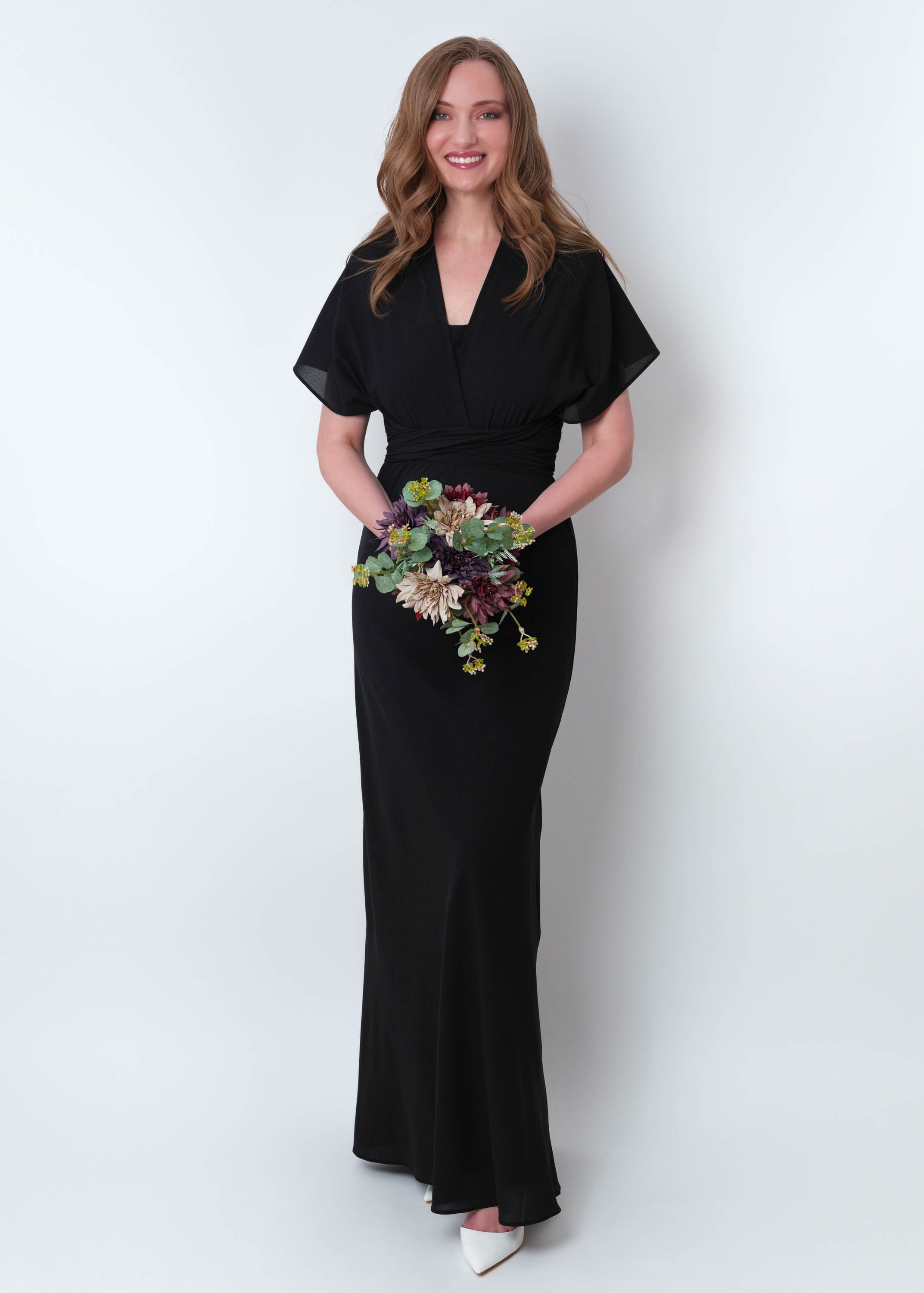 Black Chiffon Infinity Dress, Multiway Bridesmaid Gown, Wedding Guest Outfit Black Chiffon Infinity Dress, Multiway Bridesmaid Gown, Wedding Guest Outfit