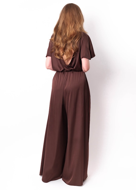 UNUSED WOOL×SILK JUMPSUIT 2 ラセットブラウン UNUSED WOOL×SILK JUMPSUIT 2 ラセットブラウン