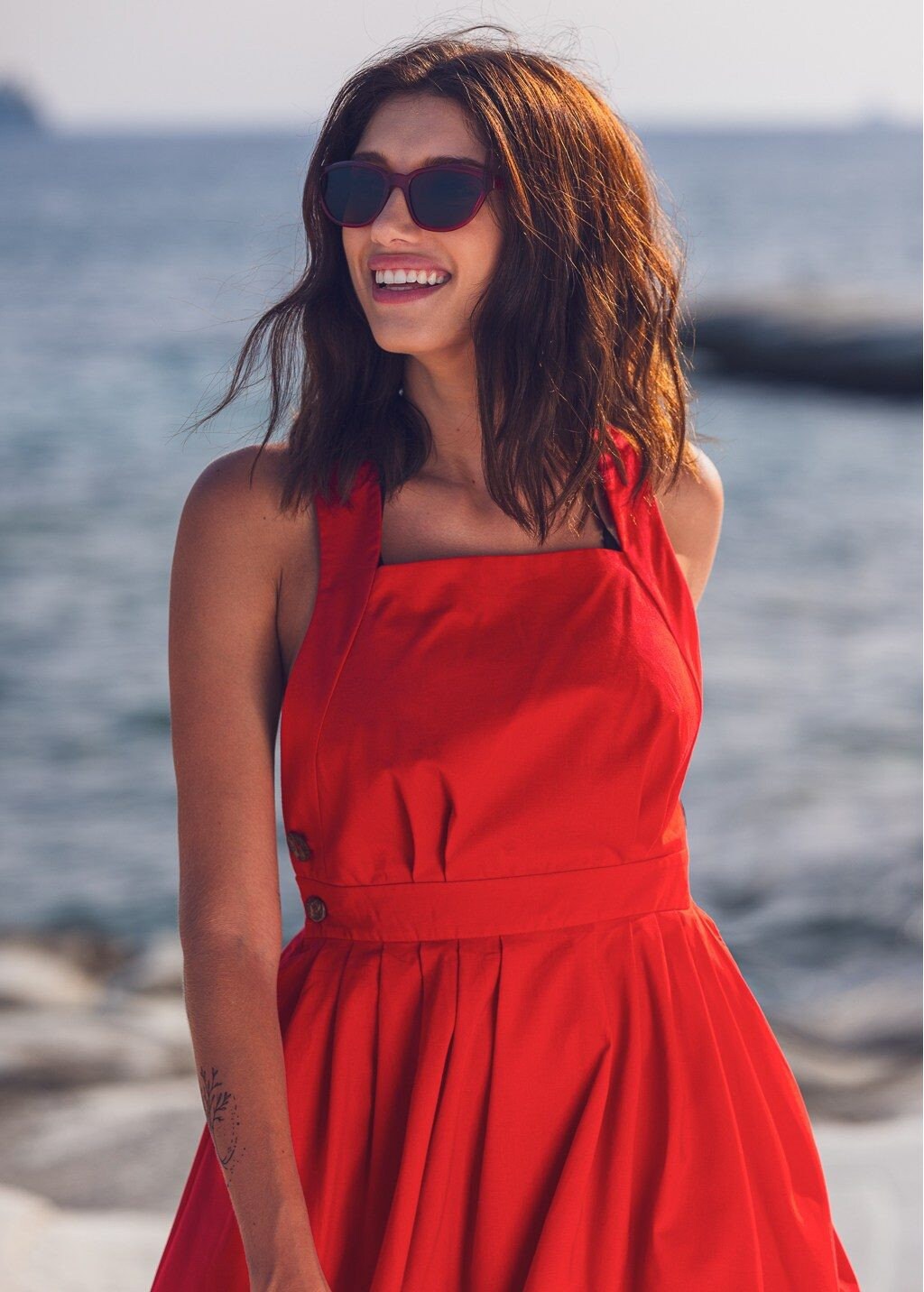 red sun dress Mini breathable feel with a smooth Red Sundress Red Sundress Top