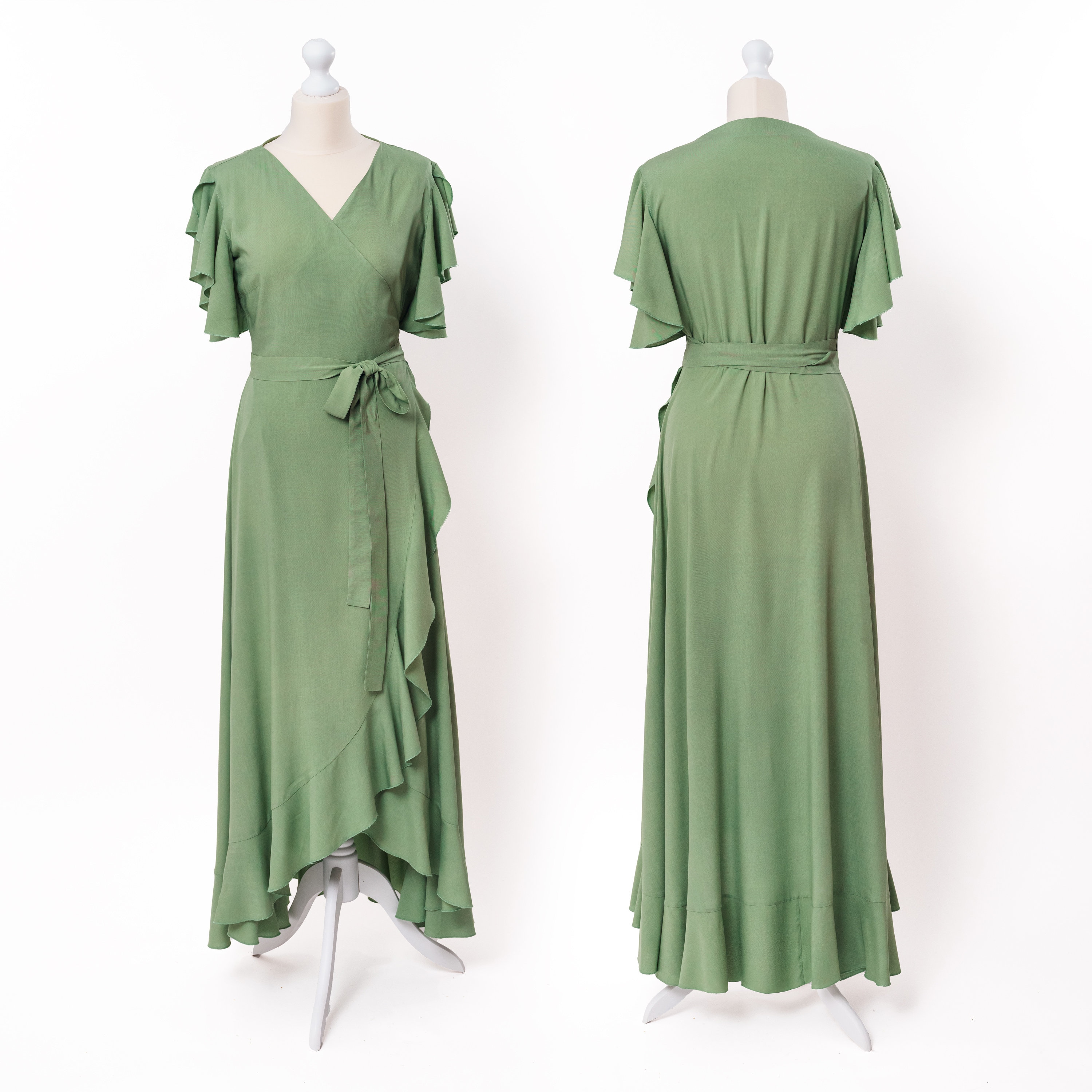 Green wrap maxi dress deals