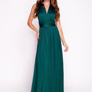Dark green infinity dress, silk infinity dress, bridesmaid dress, flower girl dress, Mother and Daughter dresses image 10