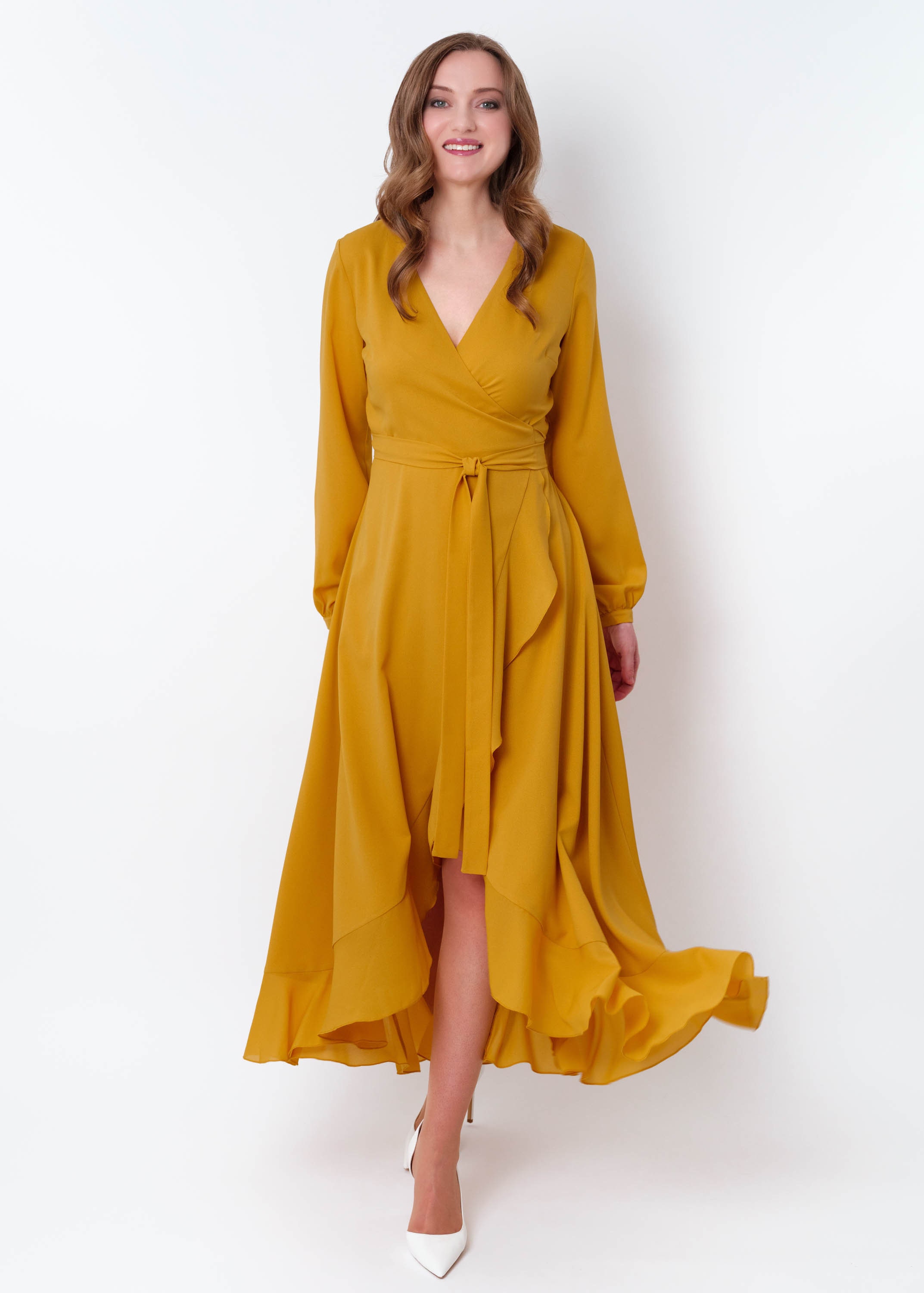 slim fit dress slacks Self-Portrait - Yellow Metallic Chiffon Maxi Dress main image 0