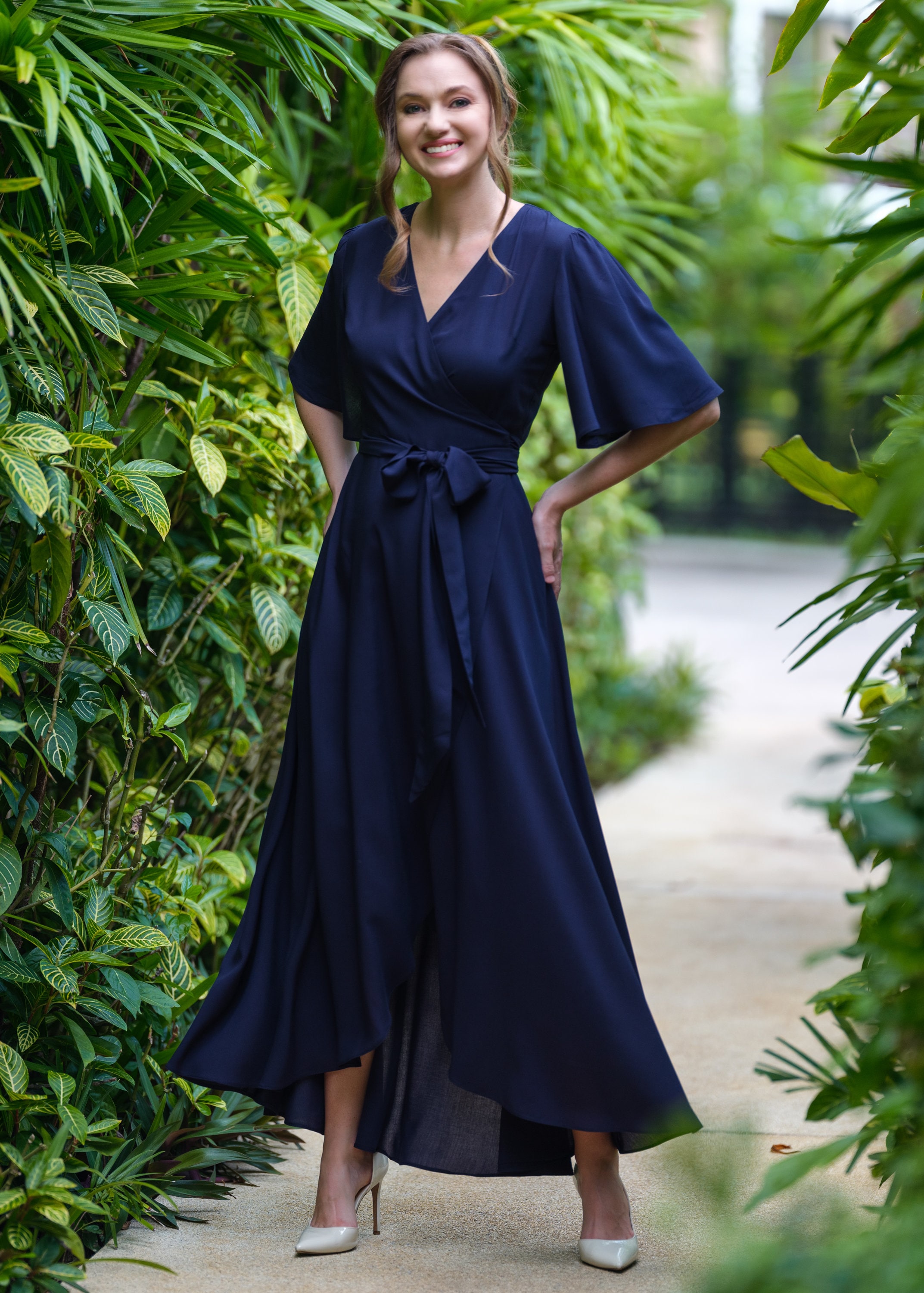 navy blue convertible bridesmaid dress Dark Navy Convertible Chiffon Bridesmaid Dress Wrap Floor Length Gown – NZ  Bridal