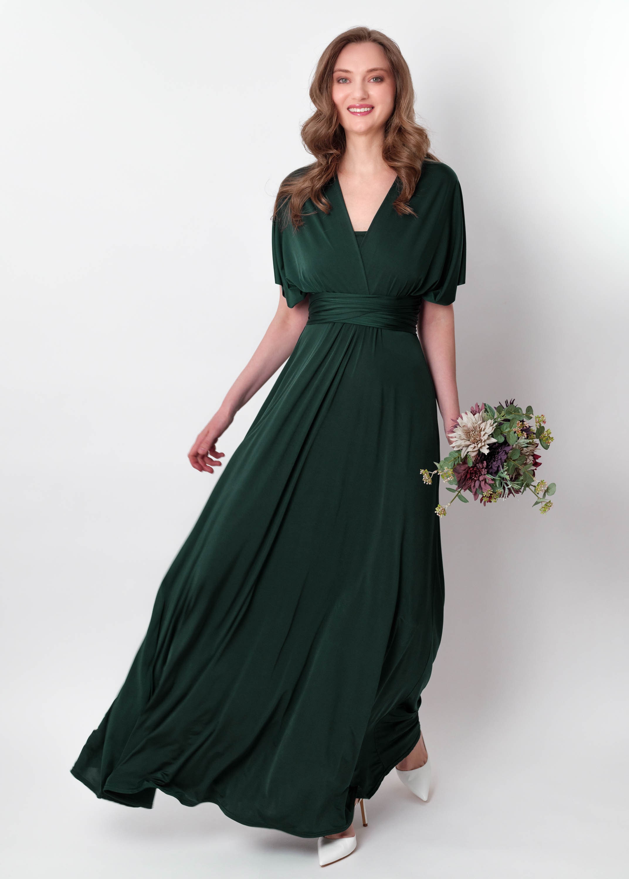 green emerald velvet dress Velvet Multiway Infinity Dress in Emerald Green For Sale - Bridesmaids  Dresses main image 1