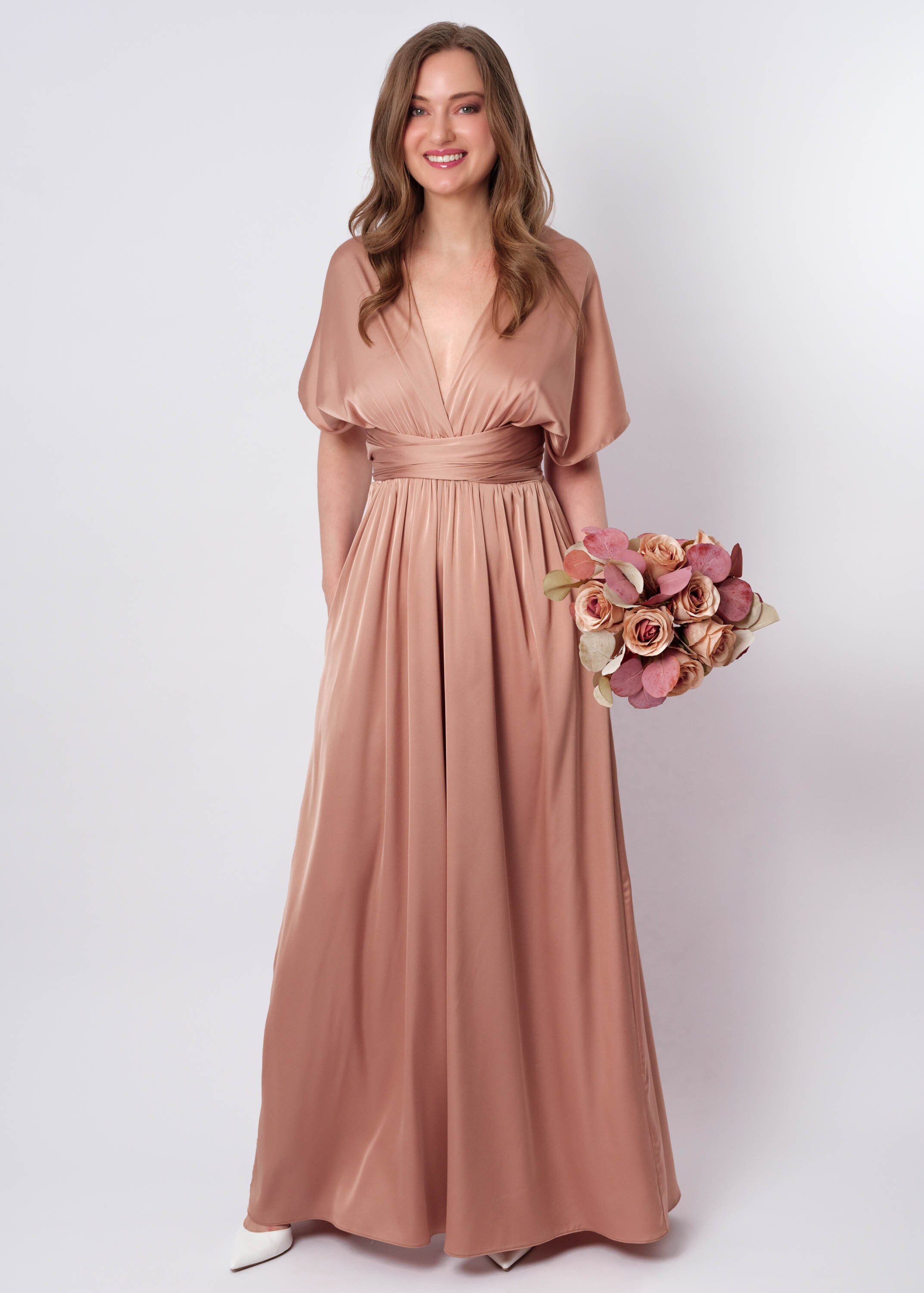 Rose gold infinity jumpsuit, silk jumpsuit, bridesmaid jumpsuit, multi wrap multiway Convertible jumpsuit, bridesmaid dress Rose gold infinity jumpsuit, silk jumpsuit, bridesmaid jumpsuit, multi wrap multiway Convertible jumpsuit, bridesmaid dress