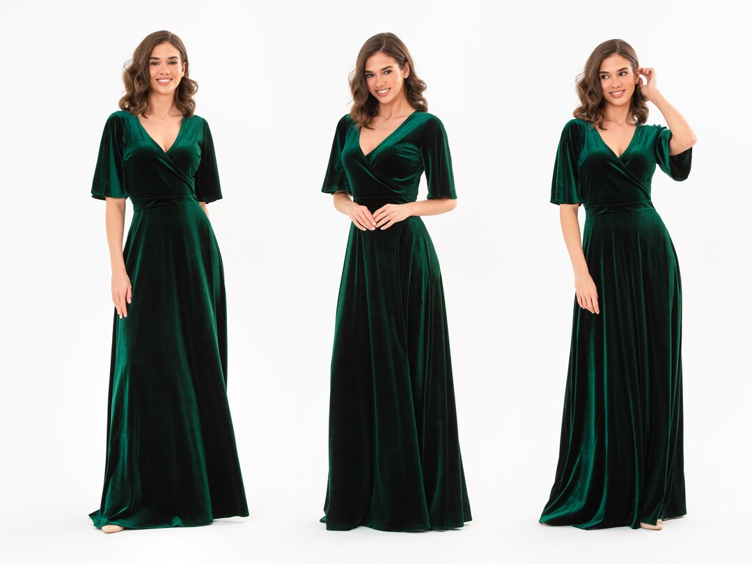One-Shoulder Long Velvet Dresses with Slit Grape