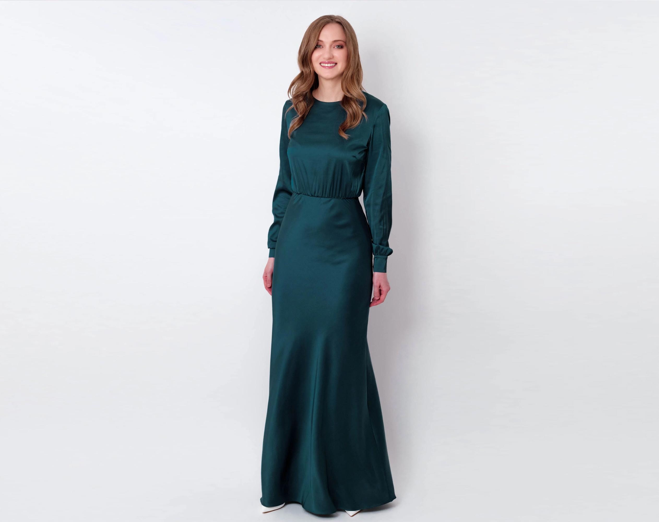 slim fit dress slacks Turquoise Silk Satin Chic Evening Dress V-Neck Split Sleeceless Formal Dress