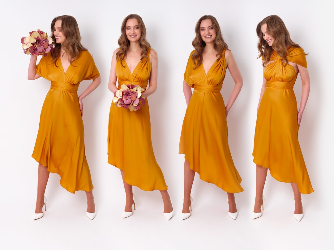 Infinity Dress Gold Silk Dress Bridesmaid Dress Silk Satin Etsy
