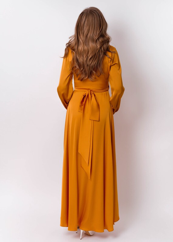 long sleeve gold long dress GOLDEN WITH CAPE Zipper Back Formal Evening Dress Black &
