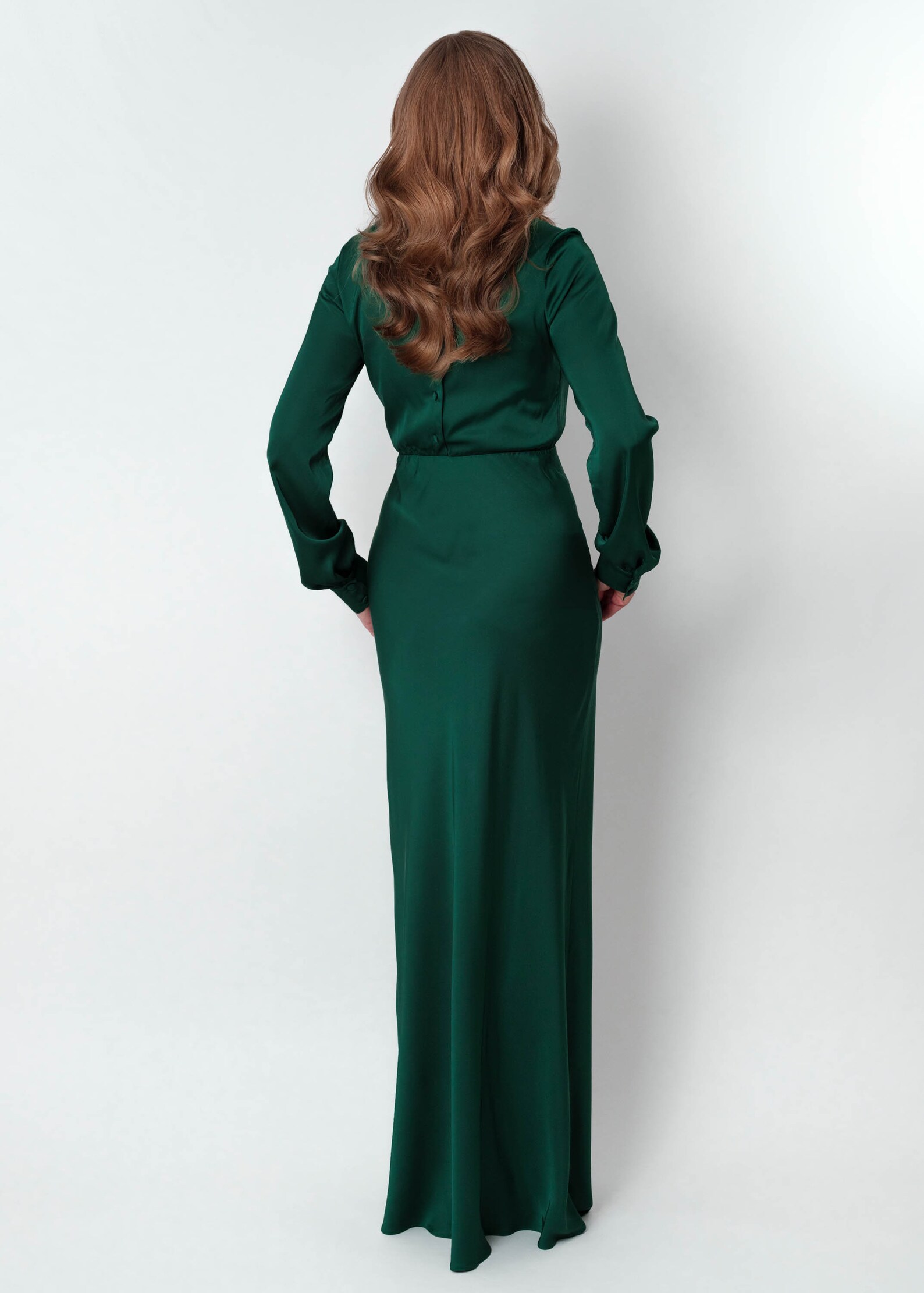 Dark Green Silk Long Dress, Bridesmaid Dress, Wedding Guest Dress ...