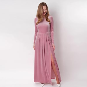 Mauve velvet long dress, bridesmaid velvet dress, wedding dress, velvet bridesmaid dress, New Year dress, maxi dress,evening dress