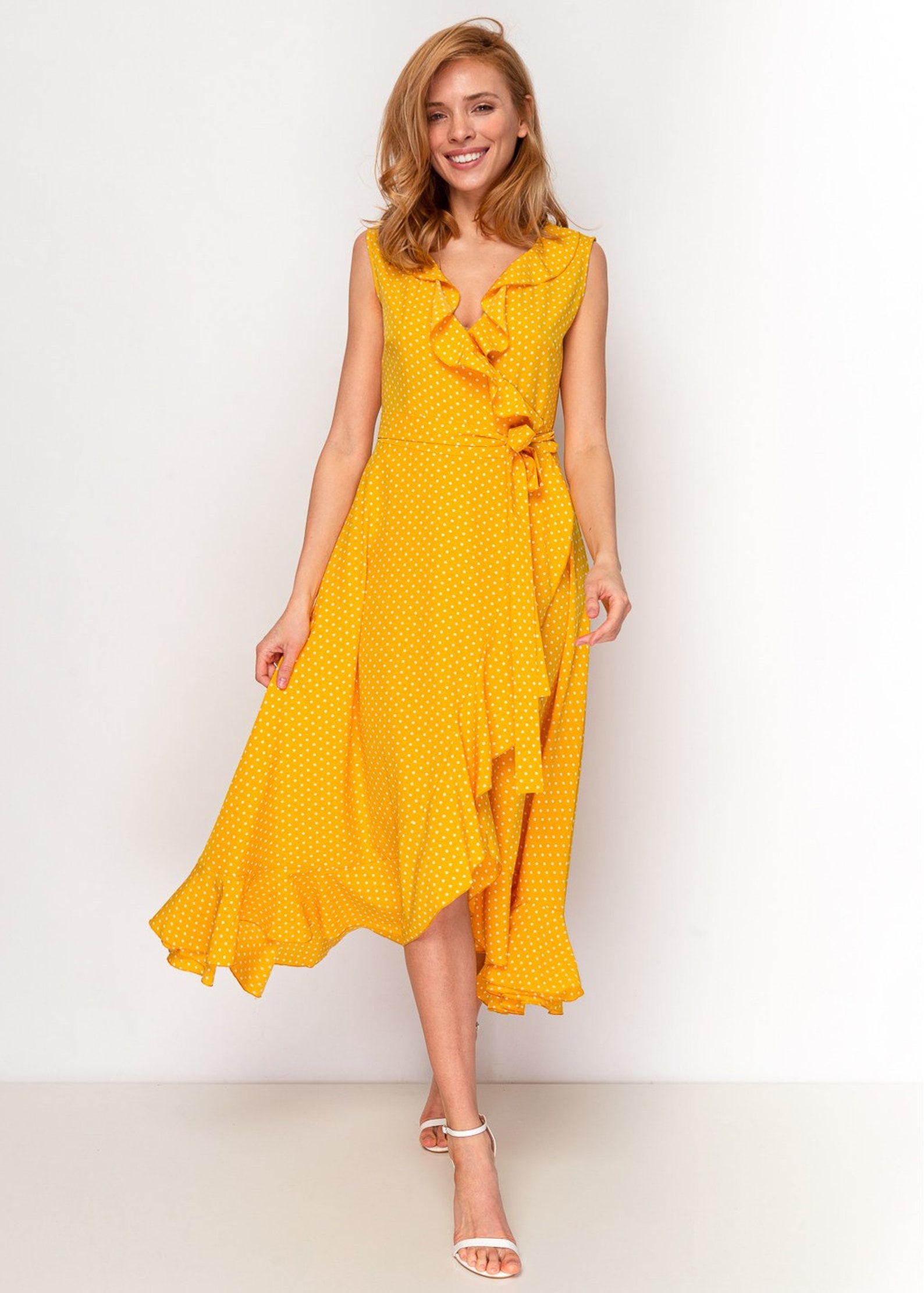 Yellow polka dot dress Etsy