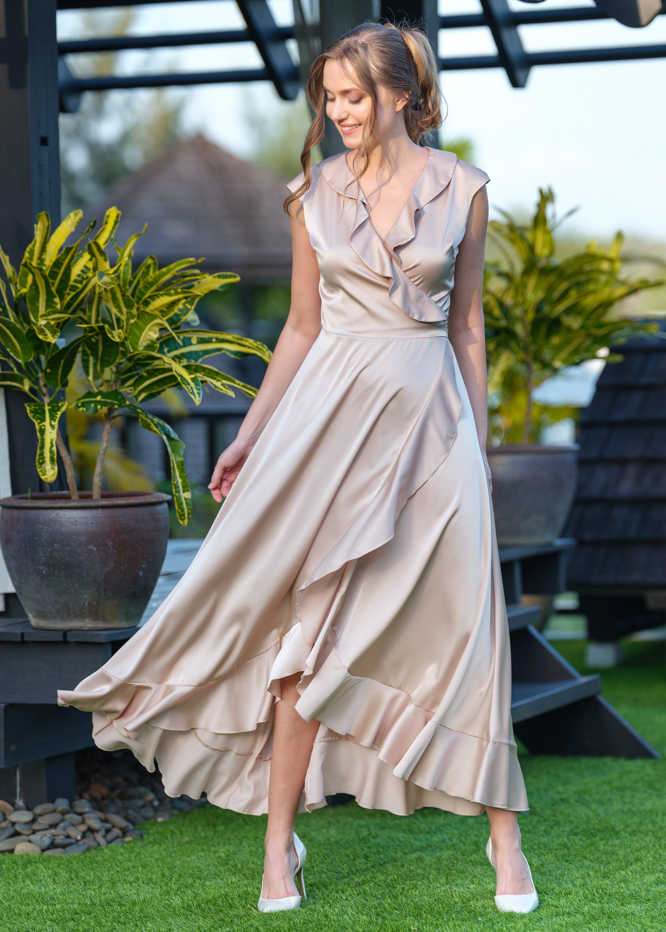 knee length dresses for homecoming Bateau Knee-Length Light Blue Chiffon Dress with Appliques US16 / Custom Color $100+